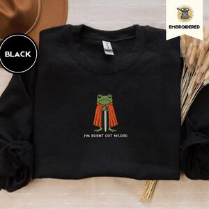 Black Burnt Out Frog Knight Embroidered Sweatshirt