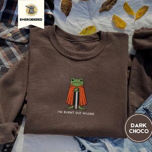 Dark Chocolate Burnt Out Frog Knight Embroidered Sweatshirt