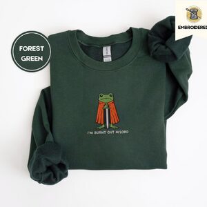 Forest Green Burnt Out Frog Knight Embroidered Sweatshirt