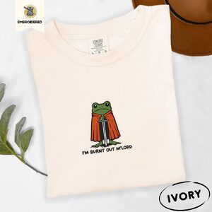 Ivory Burnt Out Frog Knight Embroidered T-Shirt