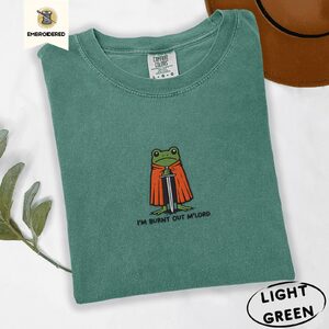 Light Green Burnt Out Frog Knight Embroidered T-Shirt