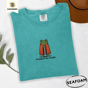 Seafoam Burnt Out Frog Knight Embroidered T-Shirt