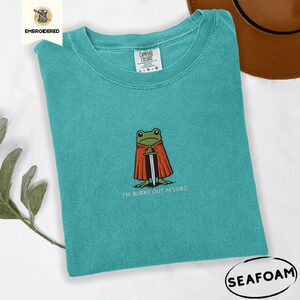 Seafoam Burnt Out Knight Frog Embroidered T-Shirt