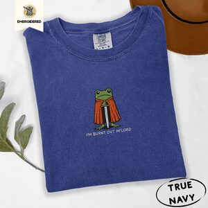 True Navy Burnt Out Knight Frog Embroidered T-Shirt
