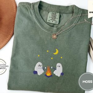 Moss Campfire Ghosts Embroidered T-Shirt