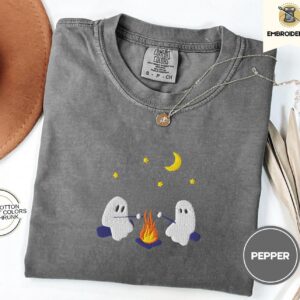 Pepper Campfire Ghosts Embroidered T-Shirt