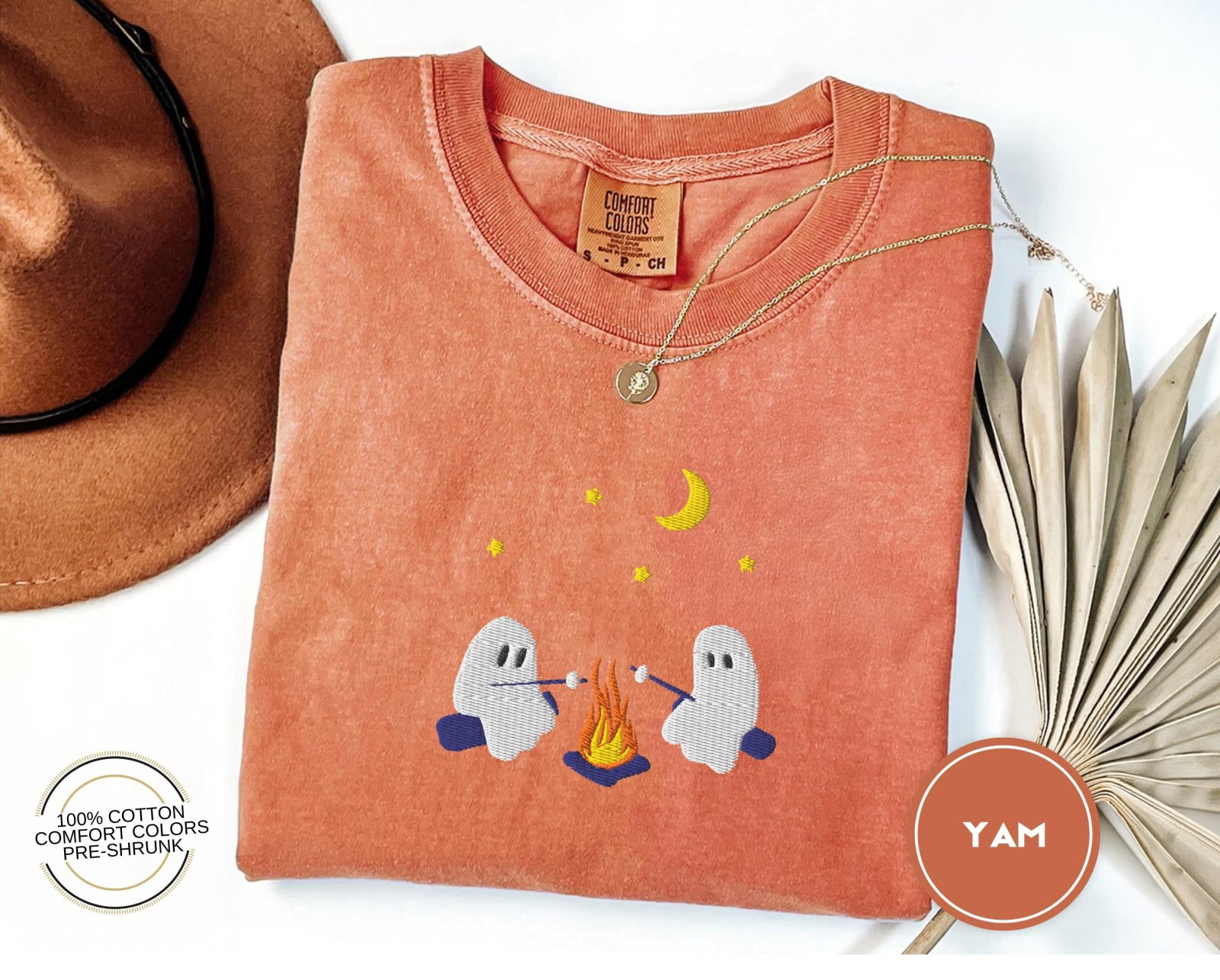 Yam Campfire Ghosts Embroidered T-Shirt