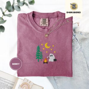 Berry Camping Ghost Embroidered T-Shirt