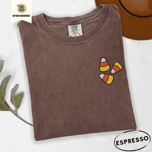 Espresso Candy Corn Trio Embroidered T-Shirt