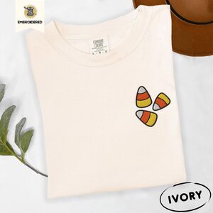 Ivory Candy Corn Trio Embroidered T-Shirt