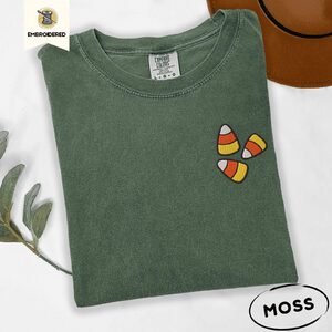 Moss Candy Corn Trio Embroidered T-Shirt