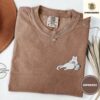 Espresso Cat Coffee and Books Embroidered T-Shirt