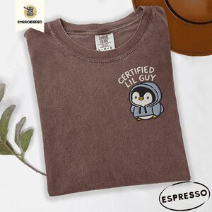 Espresso Certified Lil Guy Hoodie Penguin Embroidered T-Shirt