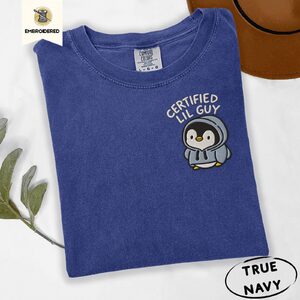 True Navy Certified Lil Guy Hoodie Penguin Embroidered T-Shirt