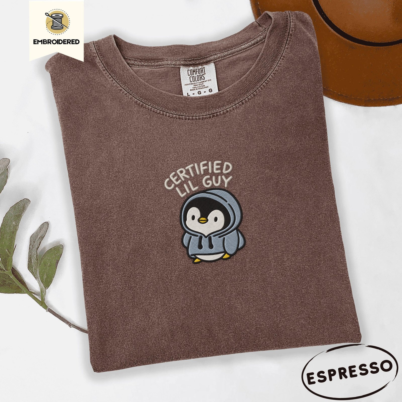 Espresso Certified Lil Guy Penguin Embroidered T-Shirt