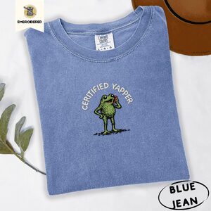 Blue Jean Certified Yapper Frog Embroidered T-Shirt