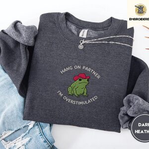 Dark Heather Cowboy Frog Embroidered Sweatshirt