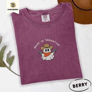 Berry Cowboy Ghost Embroidered T-Shirt