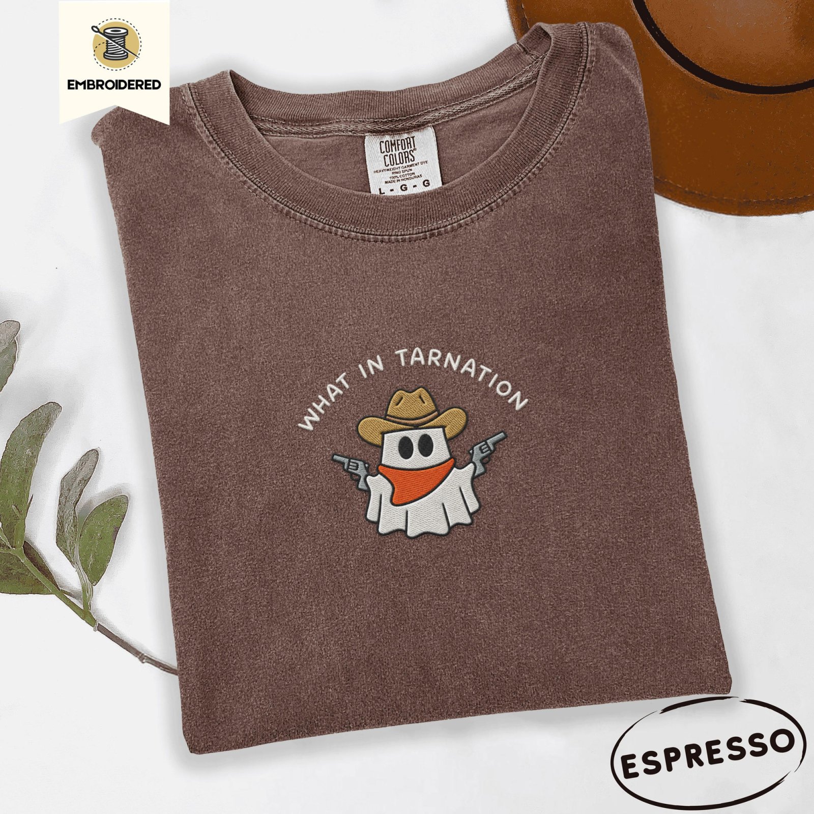 Espresso Cowboy Ghost Embroidered T-Shirt