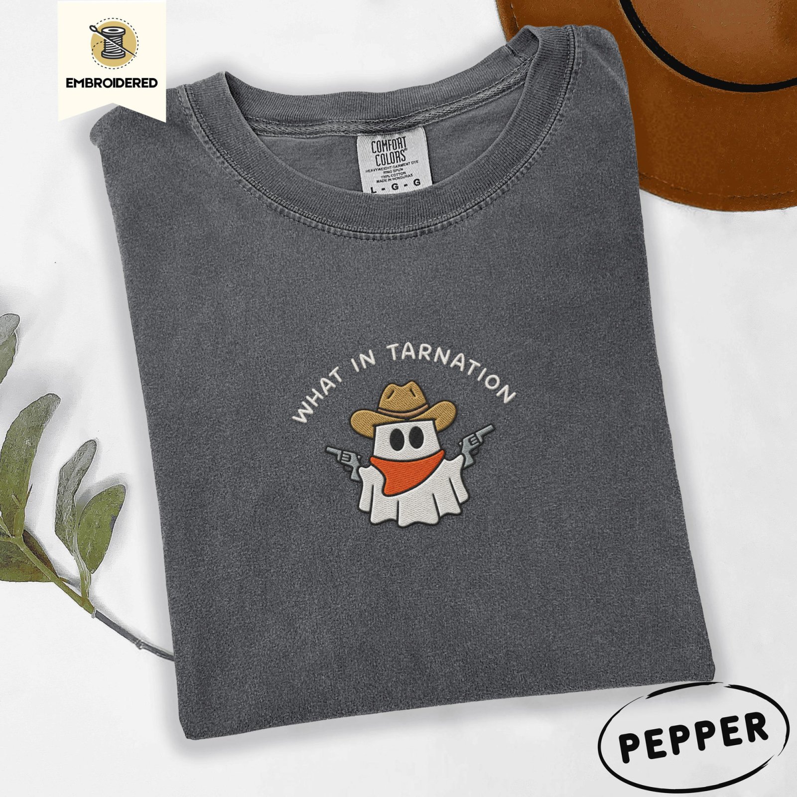 Pepper Cowboy Ghost Embroidered T-Shirt