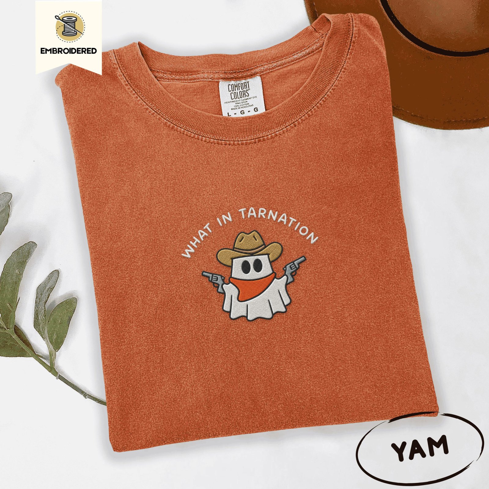 Yam Cowboy Ghost Embroidered T-Shirt