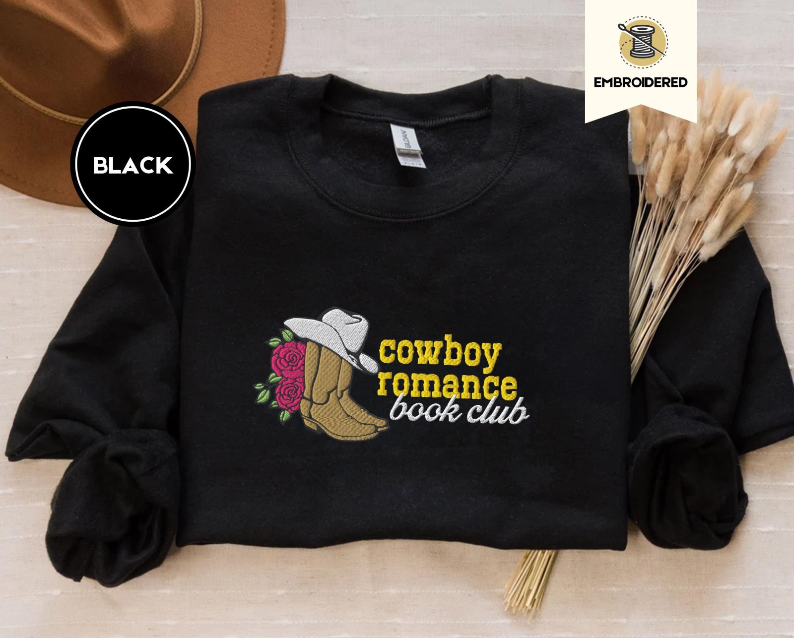 Black Cowboy Romance Book Club Embroidered Sweatshirt