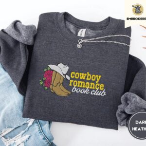 Dark Heather Cowboy Romance Book Club Embroidered Sweatshirt