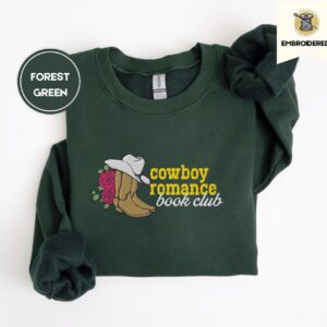 Forest Green Cowboy Romance Book Club Embroidered Sweatshirt