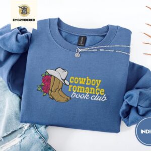 Indigo Blue Cowboy Romance Book Club Embroidered Sweatshirt