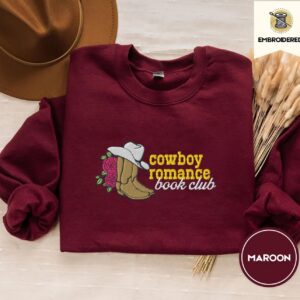 Maroon Cowboy Romance Book Club Embroidered Sweatshirt