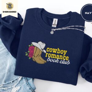Navy Cowboy Romance Book Club Embroidered Sweatshirt