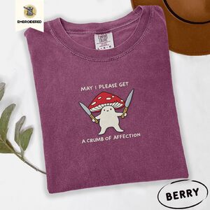 Berry Crumb Of Affection Mushroom Embroidered T-Shirt