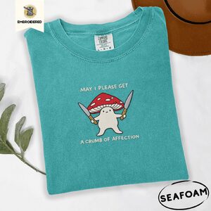 Seafoam Crumb Of Affection Mushroom Embroidered T-Shirt