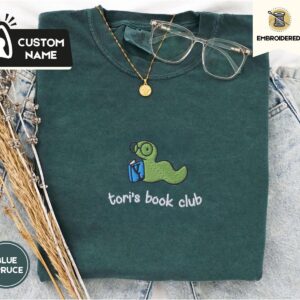 Blue Spruce Custom Book Club Bookworm Embroidered T-Shirt