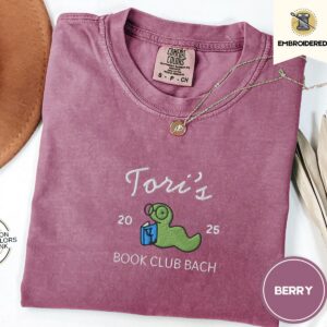 Berry Custom Bookworm Book Club Embroidered T-Shirt