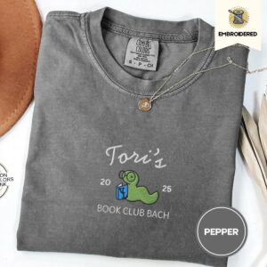 Pepper Custom Bookworm Book Club Embroidered T-Shirt