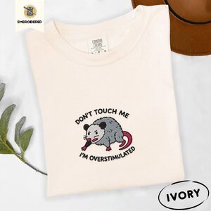 Ivory Don't Touch Me Possum Embroidered T-Shirt