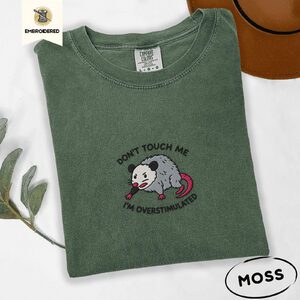 Moss Don't Touch Me Possum Embroidered T-Shirt