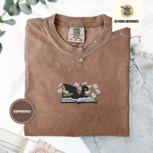 Espresso Dragon and Daisies Embroidered T-Shirt