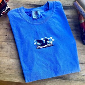 Flo Blue Dragon and Daisies Embroidered T-Shirt
