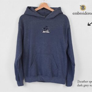 Heather Sport Dark Navy Dragons and Open Book Embroidered Hoodie