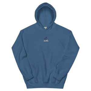 Indigo Blue Dragons and Open Book Embroidered Hoodie