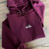 Maroon Dragons and Open Book Embroidered Hoodie