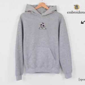Sport Grey Dragons and Open Book Embroidered Hoodie