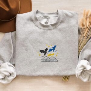 Ash Dragons and Open Book Embroidered Sweatshirt