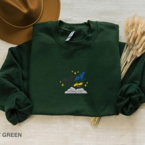 Forest Green Dragons and Open Book Embroidered Sweatshirt