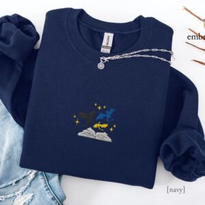 Navy Dragons and Open Book Embroidered Sweatshirt