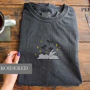 Pepper Dragons and Open Book Embroidered T-Shirt