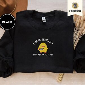 Black Duck With Knife Embroidered Sweatshirt