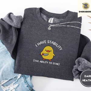Dark Heather Duck With Knife Embroidered Sweatshirt